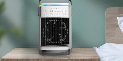 Fan - Small fan - Portable air cooler - Mini mobile air conditioner - Personal evaporative air cooler - Timer function and 7 LED lights - Air coolers for home, office and bedroom