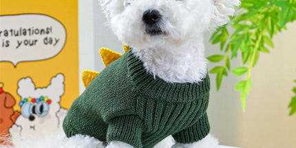 Dog Coat - Dog Sweater - Sweaters for Small Dogs - Dog Sweater - Cute Dinosaur Sweater - Soft and Comfortable Winter Clothes - Warm Knit Cat Sweater - Perfect for Christmas - Puppy Shirts - Christmas - Size M
