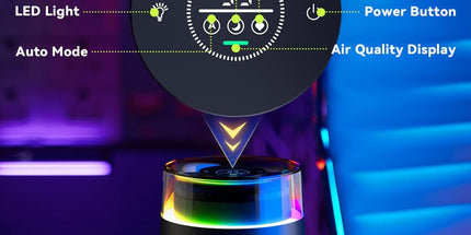 Air purifier - Air purifier with LED - Negative ion air purifier - Home air purifier - Negative ion air purifier - Deodorizer - Ionizer - Black
