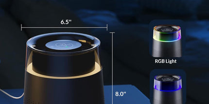 Air purifier - Air purifier with LED - Negative ion air purifier - Home air purifier - Negative ion air purifier - Deodorizer - Ionizer - Black
