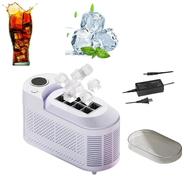 Portable Ice Machine Fast Ice Production in 10-15 Minutes Energy-Efficient Small Ice Maker with Low Noise Level for Home and Car Use, Purple