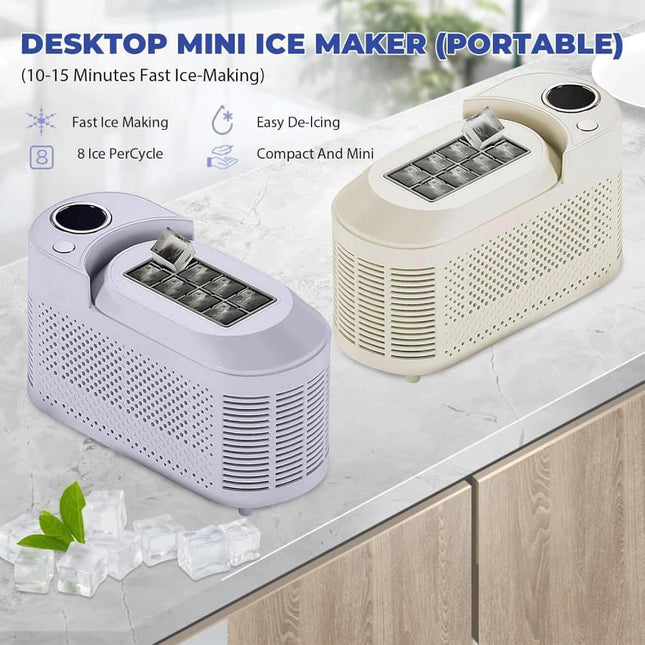 Portable Ice Machine Fast Ice Production in 10-15 Minutes Energy-Efficient Small Ice Maker with Low Noise Level for Home and Car Use, Purple
