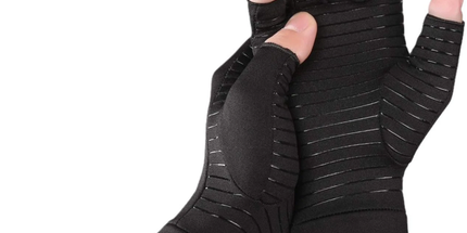 Compression Copper Arthritis Gloves Hand Wrist Brace Finger Pain Relief Support(Black/Blue)