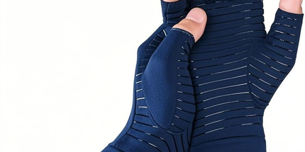 Compression Copper Arthritis Gloves Hand Wrist Brace Finger Pain Relief Support(Black/Blue)