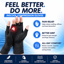 Compression Copper Arthritis Gloves Hand Wrist Brace Finger Pain Relief Support(Gray/Black)