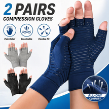 Compression Copper Arthritis Gloves Hand Wrist Brace Finger Pain Relief Support(Gray/Blue)