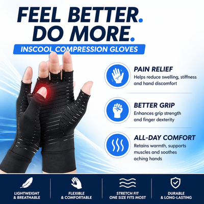 Compression Copper Arthritis Gloves Hand Wrist Brace Finger Pain Relief Support(Gray/Blue)