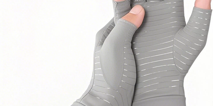 Compression Copper Arthritis Gloves Hand Wrist Brace Finger Pain Relief Support(Gray/Blue)