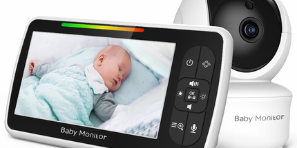 SM650 5-Inch No-WiFi Baby Monitor with Camera, 300 m Range, Two-Way Audio, VOX, Night Vision, Temperature and Feeding Alerts