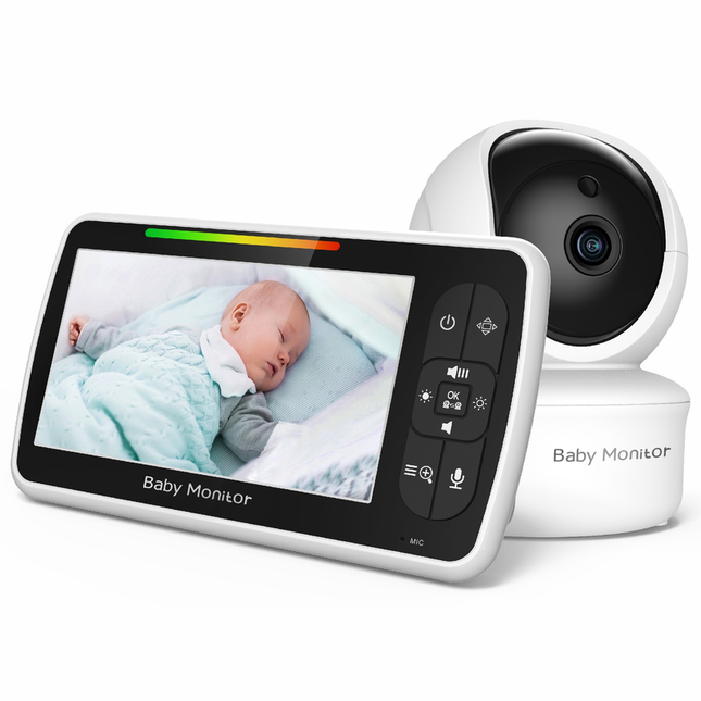 SM650 5-Inch No-WiFi Baby Monitor with Camera, 300 m Range, Two-Way Audio, VOX, Night Vision, Temperature and Feeding Alerts