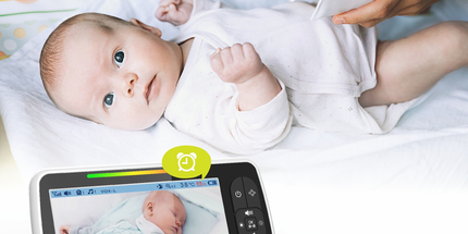 SM650 5-Inch No-WiFi Baby Monitor with Camera, 300 m Range, Two-Way Audio, VOX, Night Vision, Temperature and Feeding Alerts