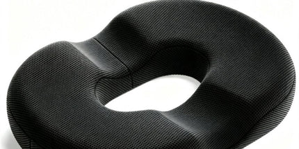 Black Memory Foam Donut Seat Cushion, Breathable Washable Tailbone Support for Office and Car Seats
