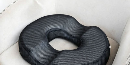 Black Memory Foam Donut Seat Cushion, Ergonomic Tailbone Support for Car, Office Chair and Sofa