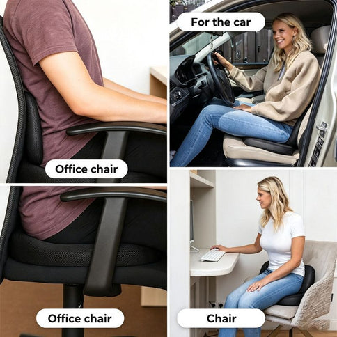Black Memory Foam Donut Seat Cushion, Ergonomic Tailbone Support for Car, Office Chair and Sofa