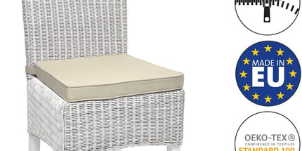 4-Pack Cream Tie-On Chair Seat Cushions with Removable Covers, 45 x 40 cm