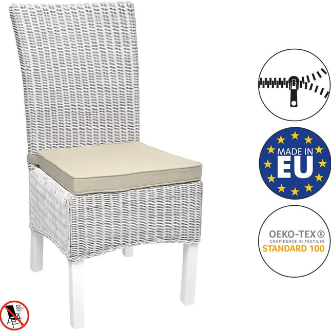 4-Pack Cream Tie-On Chair Seat Cushions with Removable Covers, 45 x 40 cm