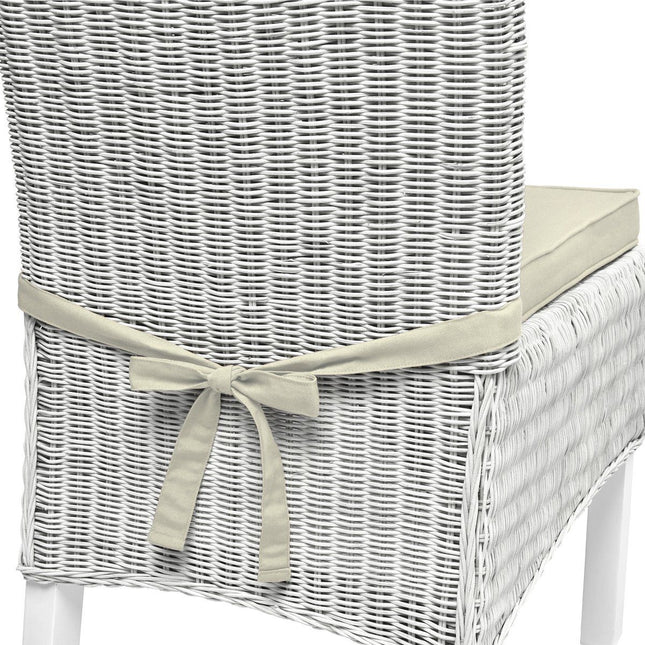 4-Pack Cream Tie-On Chair Seat Cushions with Removable Covers, 45 x 40 cm