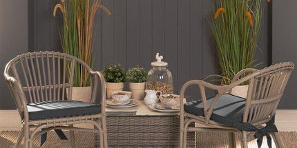 4-Pack Charcoal Grey Tie-On Chair Seat Cushions with Removable Covers, 45 x 40 cm