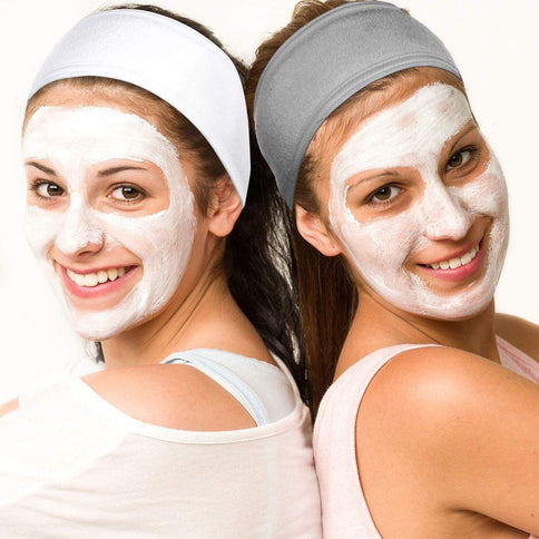 9-Pack Double-Layer Makeup Headbands, White, Grey and Black Stretch Hairbands for Skincare and Yoga
