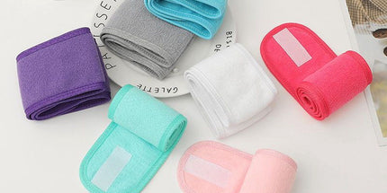 9-Pack Double-Layer Makeup Headbands, White, Grey and Black Stretch Hairbands for Skincare and Yoga