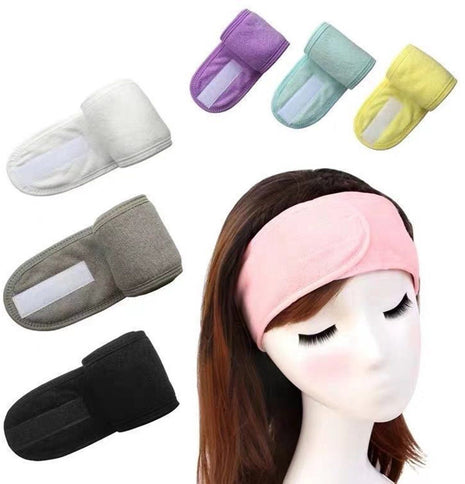 9-Pack Double-Layer Makeup Headbands, White, Grey and Black Stretch Hairbands for Skincare and Yoga