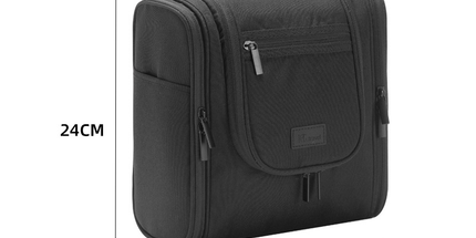 Hanging Travel Toiletry Bag, Large Capacity Double Open Cosmetic Organizer Bag, Water Resistant RPET Fabric Wash Bag with Detachable Hook & Handle（Black）()