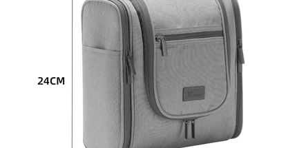 Hanging Travel Toiletry Bag, Large Capacity Double Open Cosmetic Organizer Bag, Water Resistant RPET Fabric Wash Bag with Detachable Hook & Handle（Gray）()