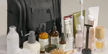Hanging Travel Toiletry Bag, Large Capacity Double Open Cosmetic Organizer Bag, Water Resistant RPET Fabric Wash Bag with Detachable Hook & Handle（Gray）()