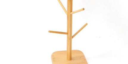 Bamboo Coffee Cup Tree - 6 Hooks - Space-saving - Stable - For Kitchen Table or Coffee Bar