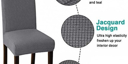 Chair Covers - 4 Pieces - Dining Room Chair Cover - Sofa Cover - Chair Covers for Dining Chairs - Chair Protectors - Stretch Chair Covers - Chair Cover - Water-Repellent - Office and Home Use - Cover - Protect Your Chairs Stylishly - Light Grey