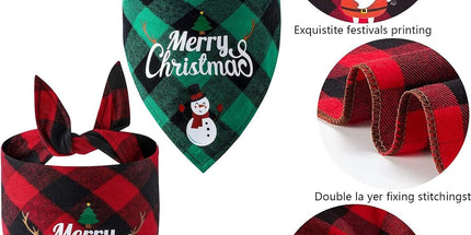 Christmas Dog Bandana - Neck Scarf For Your Pet Bandana Dog Dog Cat - Triangular Cloth - For Small, Medium And Large Puppies - Adjustable Bandana - Red/Green