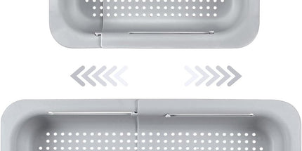 Sink drain basket - Strainer - Washing vegetables and fruit - Draining cooked pasta and drying dishes - Extendable and telescopic - New kitchen accessories for the home - Grey