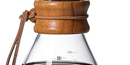 Pour Over Coffee Maker,Reusable Glass Coffee Pot Manual Dripper Brewer Hand Drip with Stainless Steel Filter for Home Travel (14 oz/400 ml)