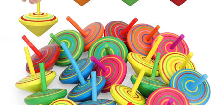 30 Children's Spinning Tops - Creative Mini Wooden Spinning Tops - Perfect as a birthday or Christmas gift for children aged 3 to 7 (random colors)