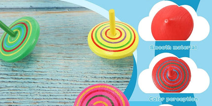 30 Children's Spinning Tops - Creative Mini Wooden Spinning Tops - Perfect as a birthday or Christmas gift for children aged 3 to 7 (random colors)