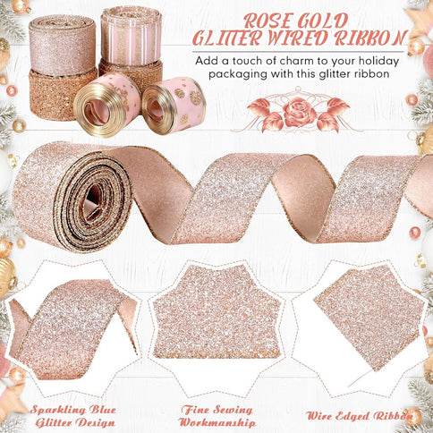 Rose Gold 6-Roll Sparkling Silk Ribbon Set