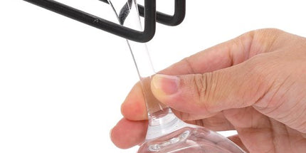 Hanging Wine Glass Rack - Set of Six - Inverted Wine Glass Holder - Organizer and Storage Rack for Mugs and Glassware - For Kitchen and Home Use