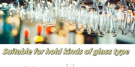 Hanging Wine Glass Rack - Set of Six - Inverted Wine Glass Holder - Organizer and Storage Rack for Mugs and Glassware - For Kitchen and Home Use