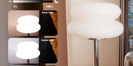 White mushroom lamp, mid-century modern bedside lamp, dimmable retro egg tart bedside lamps, atmospheric home lighting, cute bedroom and living room lamps (no glass)