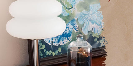 White mushroom lamp, mid-century modern bedside lamp, dimmable retro egg tart bedside lamps, atmospheric home lighting, cute bedroom and living room lamps (no glass)