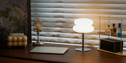 White mushroom lamp, mid-century modern bedside lamp, dimmable retro egg tart bedside lamps, atmospheric home lighting, cute bedroom and living room lamps (no glass)