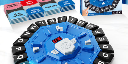 Board Game - 24-Letter Press Game - Fun and Fast Puzzle Game - Includes Two Modes - Covers 220 Theme Categories - Suitable for boys and girls aged 3 and up (2-8 players) - Word Game for Kids and Adults, Christmas and Birthday Gift - Blue