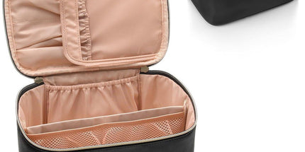 Storage Bag, Portable Bag, Cosmetic Travel Bag, Makeup Case, Large Capacity Organizer, Travel with Handle and Distribution, Black