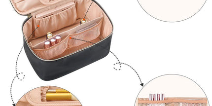 Storage Bag, Portable Bag, Cosmetic Travel Bag, Makeup Case, Large Capacity Organizer, Travel with Handle and Distribution, Black