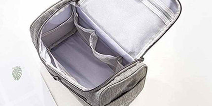 Toiletry Bag with Hanging Hook, Womens Cosmetic Organizer with Multiple Compartments for Makeup, Toiletries and Travel Essentials, Grey