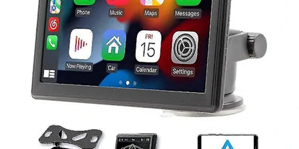 Portable Wireless CarPlay Screen for Dashboard, 7 Inch Touch Screen Car Stereo Bluetooth, FM Car Radio, Rear View Camera, USB, Black Color