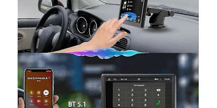 Portable Wireless CarPlay Screen for Dashboard, 7 Inch Touch Screen Car Stereo Bluetooth, FM Car Radio, Rear View Camera, USB, Black Color