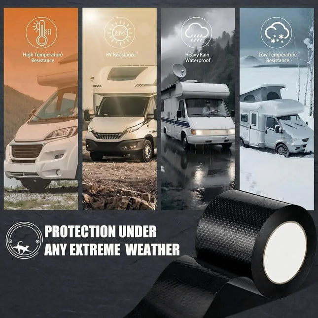 RV Underbelly Tape, Corrugated Waterproof Thick Adhesive Patch for Camper Travel Trailer Mobile Home Repair, Black 6 Inch x 66 Feet, 2 Pack