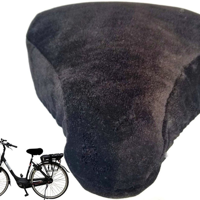 Bicycle Saddle Cover, Fleece Bike Seat Cushion Pad for Cold Weather Riding, Soft Warm Protector for Standard Saddles, 21-27 cm, Black
