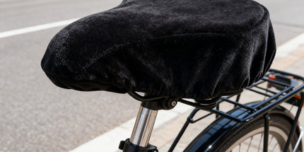 Bicycle Saddle Cover, Fleece Bike Seat Cushion Pad for Cold Weather Riding, Soft Warm Protector for Standard Saddles, 21-27 cm, Black